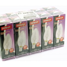 10 x Eveready 60w Clear Candle Filament Bulb SES E14 Small Screw Fully Dimmable