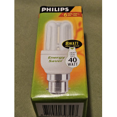 Philips Genie 8W (40 Watt equivalent) Energy Saver light bulbs BC Standard Bayonet