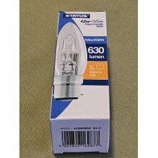 Status 42w (55w equivalent) Halogen Clear Candle Energy Saver light bulbs BC Standard Bayonet